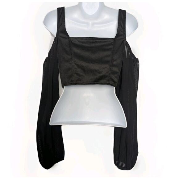 Windsor Feelin Luxe Y2K Whimsygoth Black Bustier Corset Cold Shoulder Top Size S - Picture 6 of 11